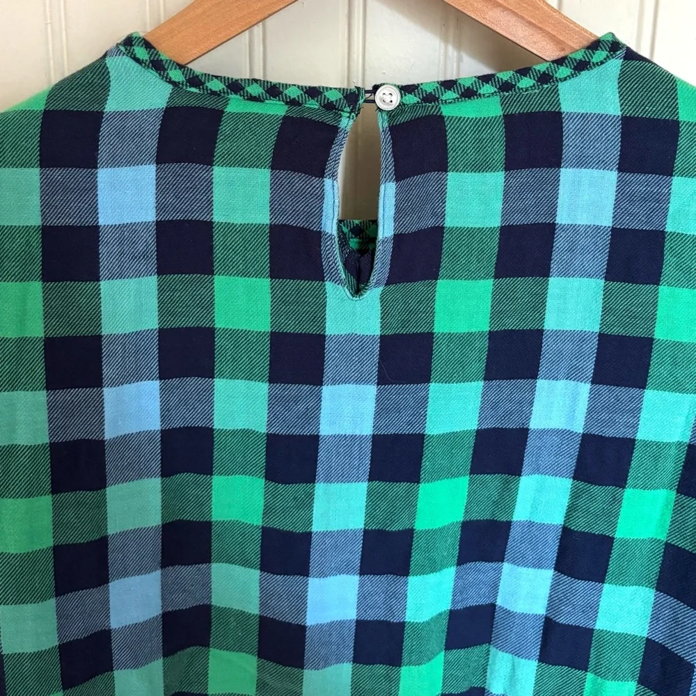 Primary Green Plaid Flannel Long Sleeve Dress, Size 12 - Picture 4 of 5